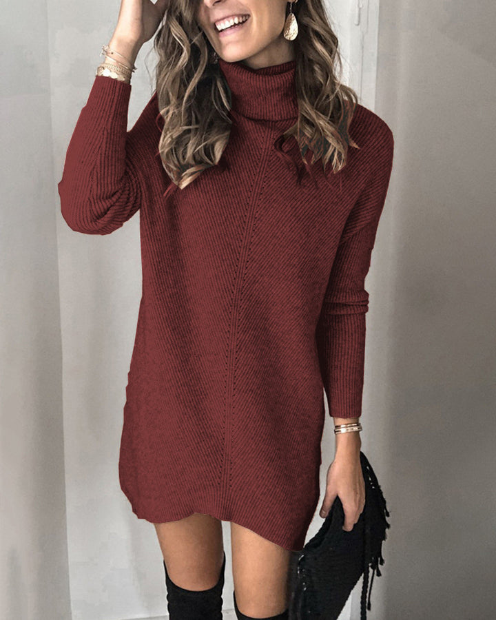 Damen Strickkleid mit hohem Kragen und lässigem Schnitt Drune