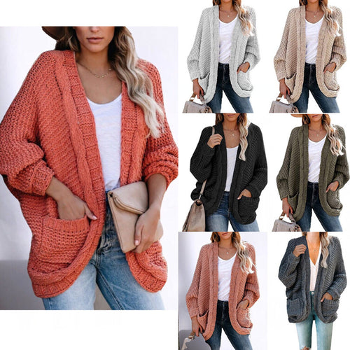 Damen Grobstrickcardigan mit lässiger Silhouette und großen Taschen Drune