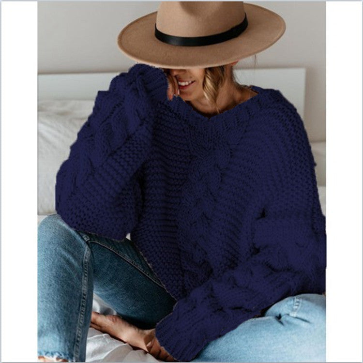 Damen Grobstrickpullover mit elegantem Zopfmuster und weitem Schnitt Drune