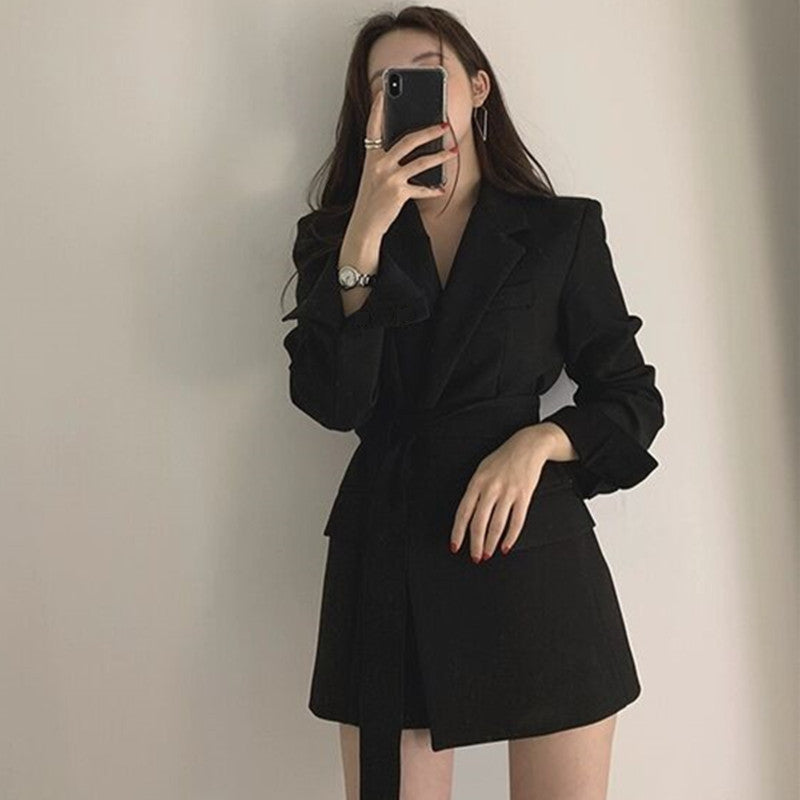 Damen Elegantes Blazer-Kleid mit Gürtel Drune