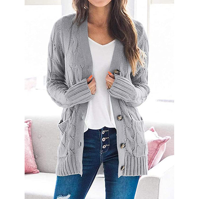 Damen Grobstrick Cardigan mit Zopfmuster und praktischen Taschen Drune
