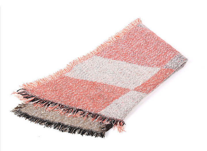 Damen Eleganter Fransen-Schal aus weichem Material mit geometrischem Muster Drune