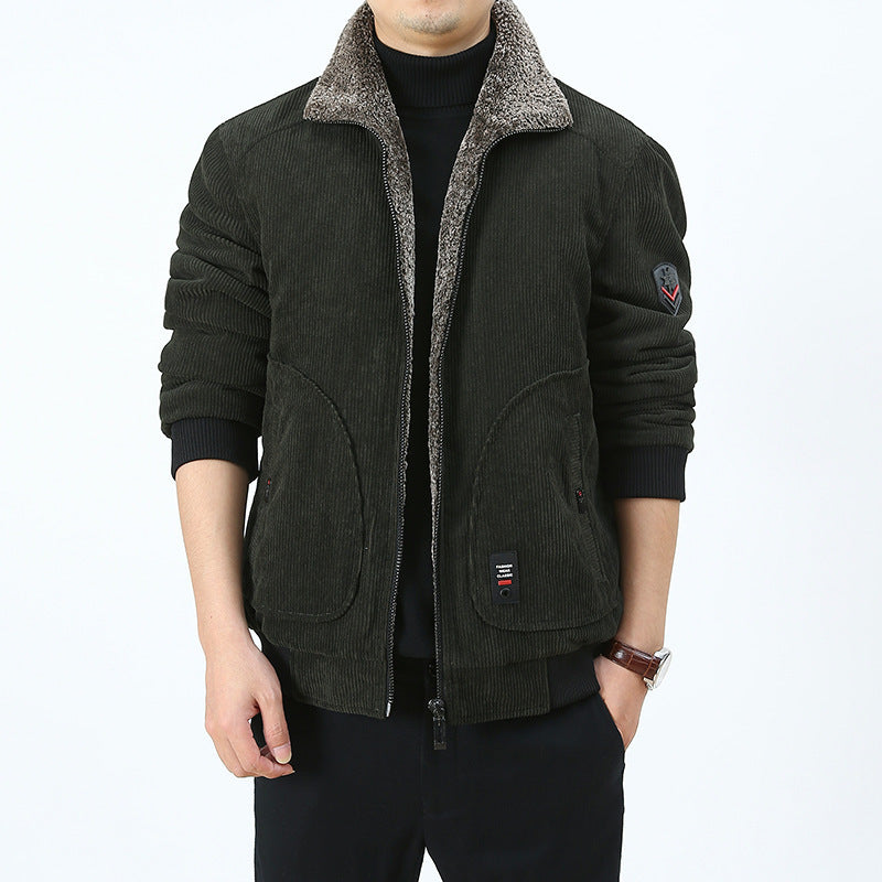 Herren Urbaner und modischer Cord-Overlay-Jacke Drune