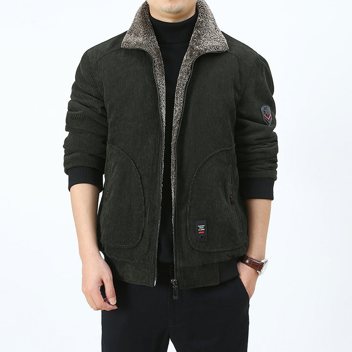 Herren Urbaner und modischer Cord-Overlay-Jacke Drune