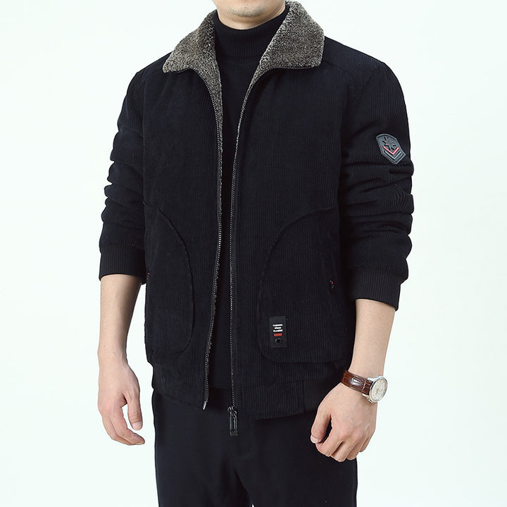 Herren Urbaner und modischer Cord-Overlay-Jacke Drune