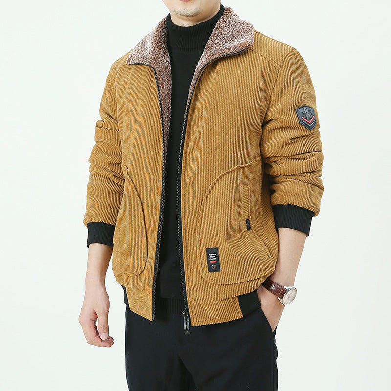 Herren Urbaner und modischer Cord-Overlay-Jacke Drune