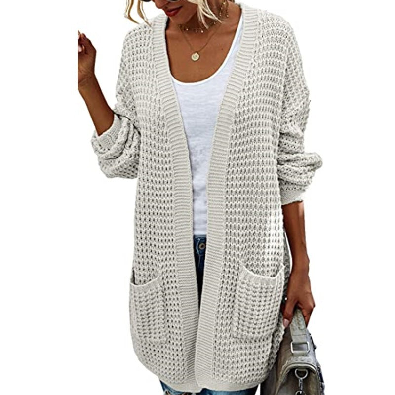 Damen Grobstrick Cardigan mit lässiger Silhouette und offenen Taschen Drune