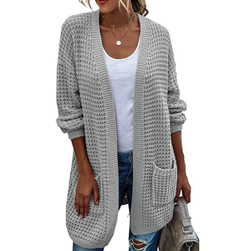 Damen Grobstrick Cardigan mit lässiger Silhouette und offenen Taschen Drune