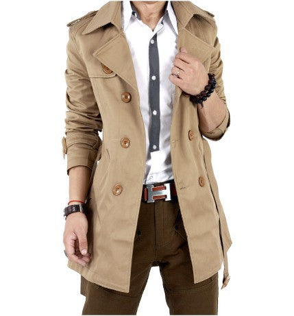 Herren eleganter Trenchcoat mit praktischen Knopfdetails und stilvollen Taschen Drune
