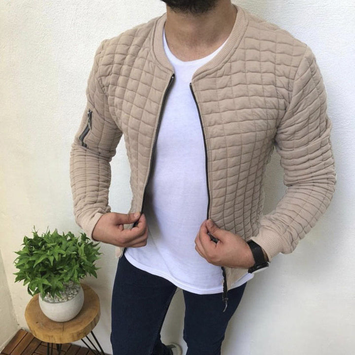 Herren nan gesteppte Bomberjacke mit Reißverschluss, Rippbündchen und Ärmeltasche Drune