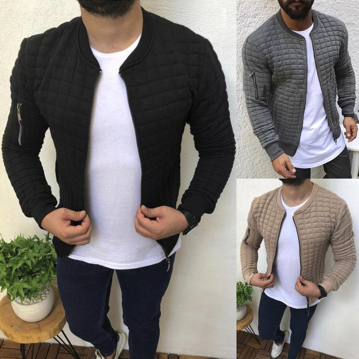 Herren nan gesteppte Bomberjacke mit Reißverschluss, Rippbündchen und Ärmeltasche Drune