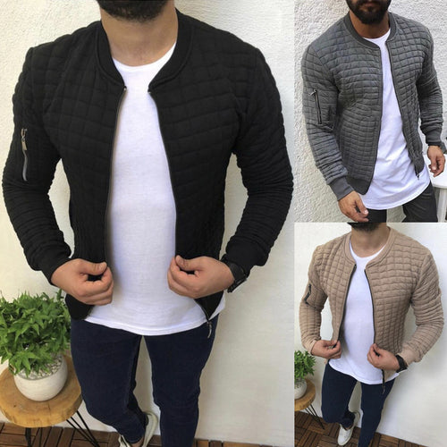 Herren nan gesteppte Bomberjacke mit Reißverschluss, Rippbündchen und Ärmeltasche Drune