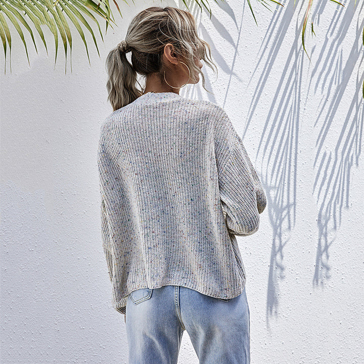 Damen Lässiger Strickcardigan mit V-Ausschnitt, Knopfleiste und Eingrifftaschen Drune