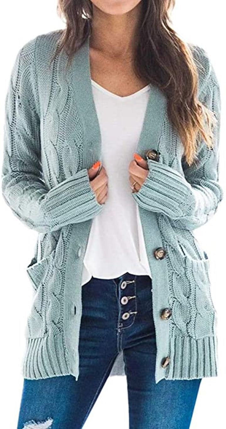 Damen Grobstrick Cardigan mit modernem Zopfdesign und praktischen Taschen Drune