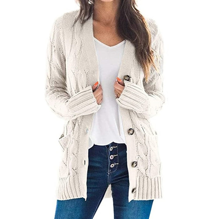 Damen Grobstrick Cardigan mit modernem Zopfdesign und praktischen Taschen Drune