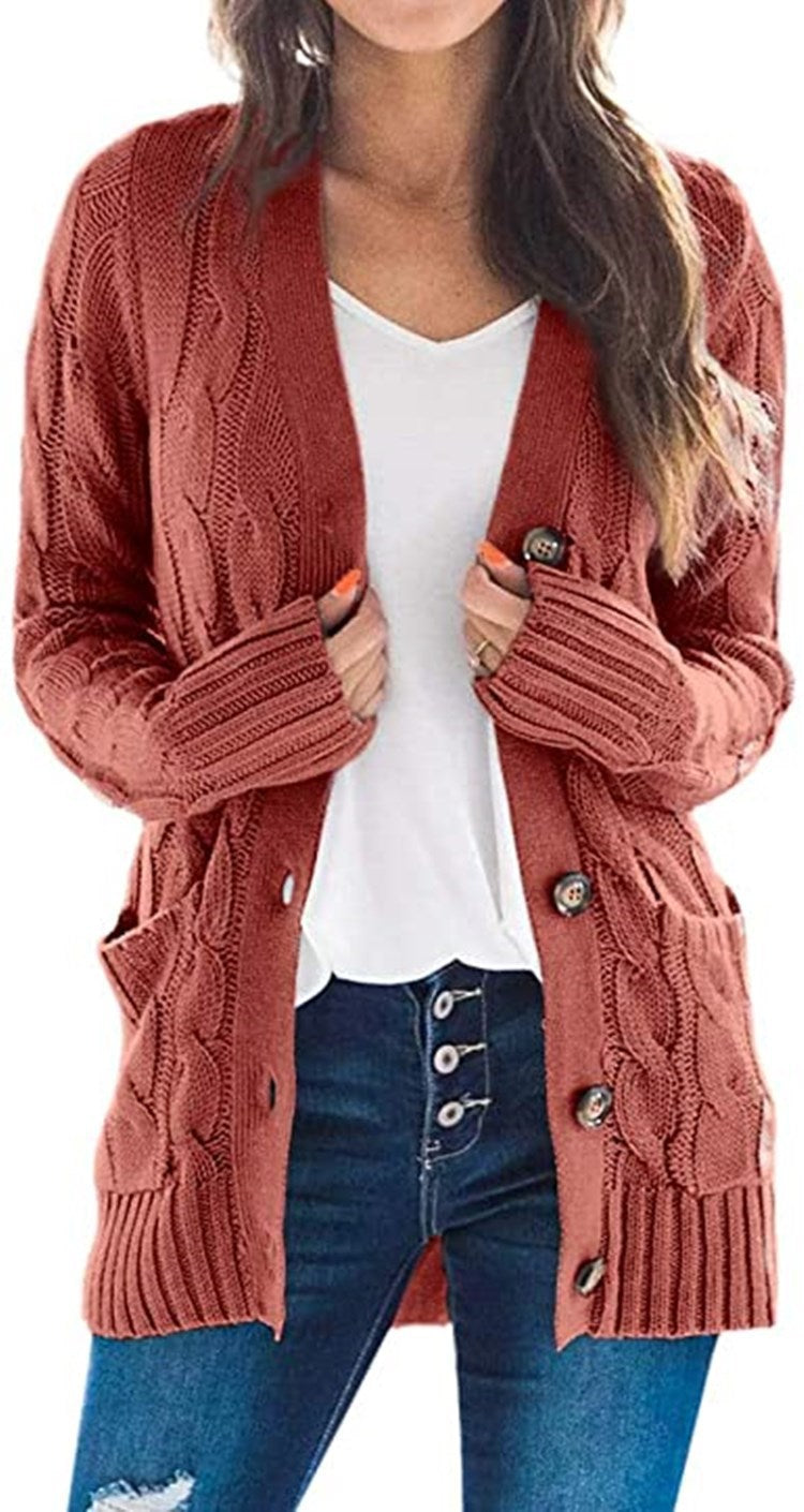 Damen Strickjacke mit eleganter Zopfmusterung und praktischen Taschen Drune