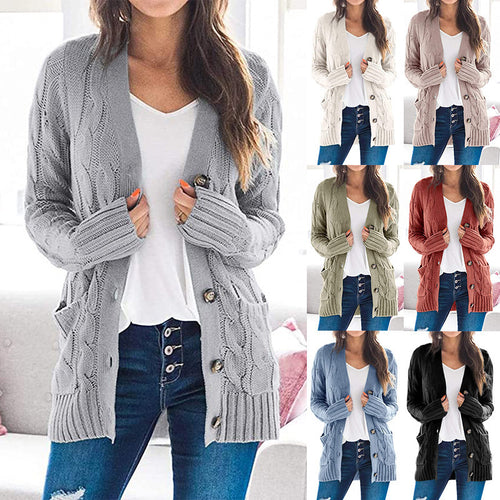 Damen Grobstrick Cardigan mit Zopfmuster und praktischen Taschen Drune