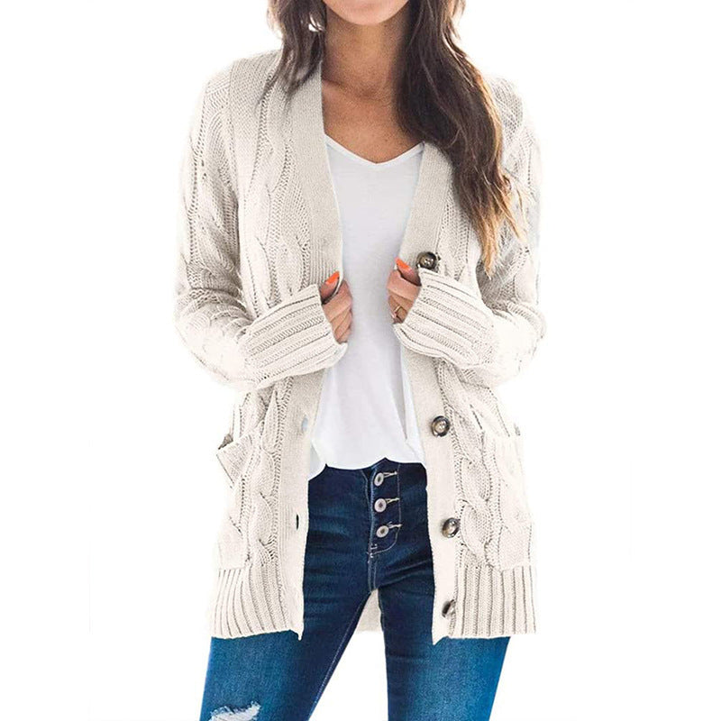 Damen Grobstrick Cardigan mit Zopfmuster und praktischen Taschen Drune