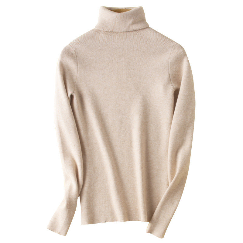 Damen Figurnaher Rippstrick-Rollkragenpullover mit kurzem Saum und weichem Fall Drune