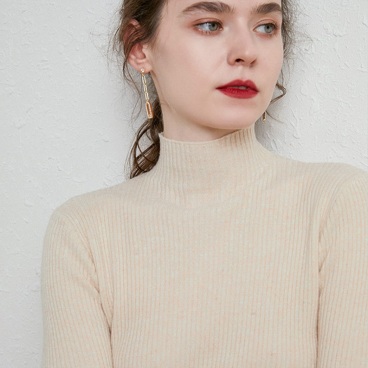 Damen Schmal geschnittener Feinstrickpullover mit kurzem Stehkragen aus Kaschmir-Blend Drune