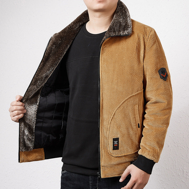 Herren Modische Cordjacke mit Teddyfutter Drune
