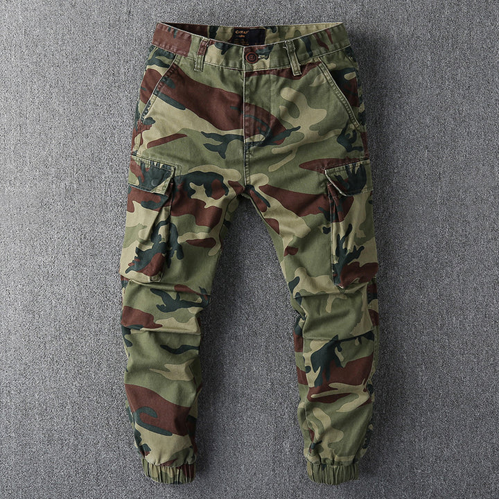 Herren Cargohose im Military-Stil mit elastischen Bündchen und Mehrfachtaschen Drune