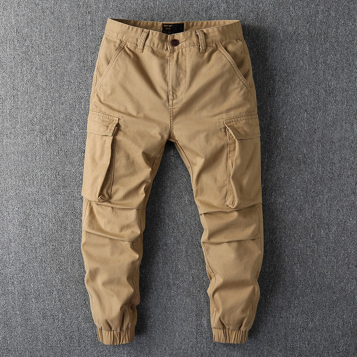 Herren Cargohose im Camouflage-Muster mit elastischen Bündchen und Multifunktionstaschen Drune