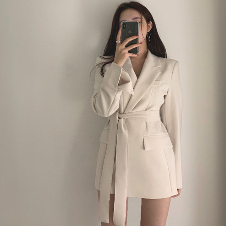 Damen Elegantes Blazer-Kleid mit Gürtel Drune
