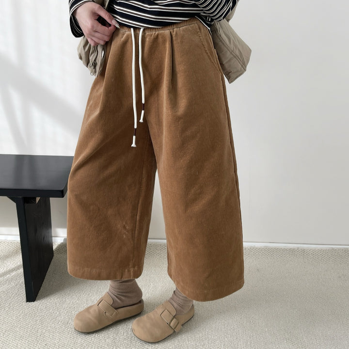 Damen-Cordhose, weit geschnitten, knöchellang, gefüttert
