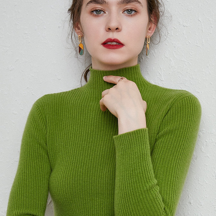 Damen Schmal geschnittener Feinstrickpullover mit kurzem Stehkragen aus Kaschmir-Blend Drune