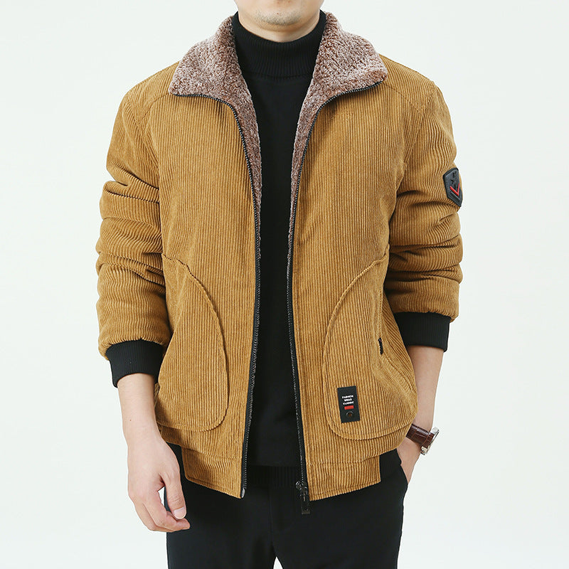 Herren Urbaner und modischer Cord-Overlay-Jacke Drune