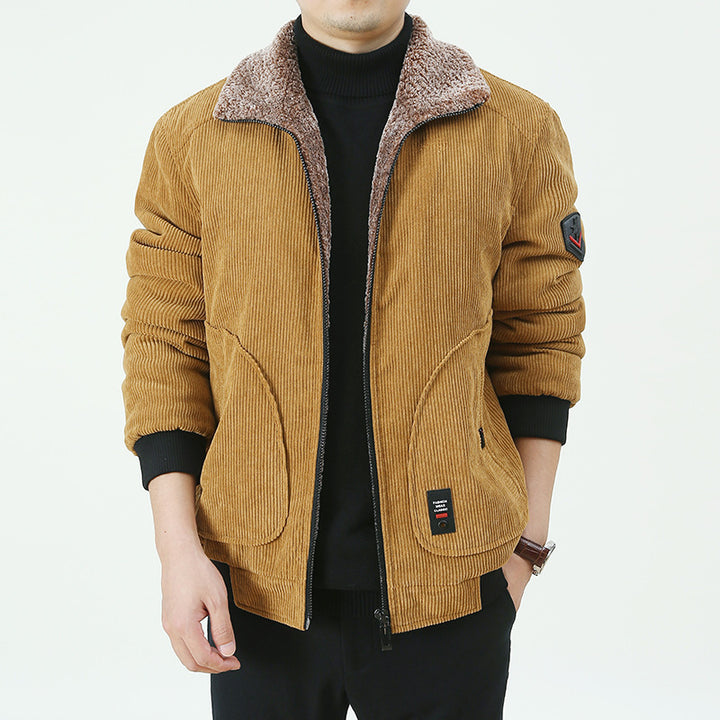 Herren Urbaner und modischer Cord-Overlay-Jacke Drune