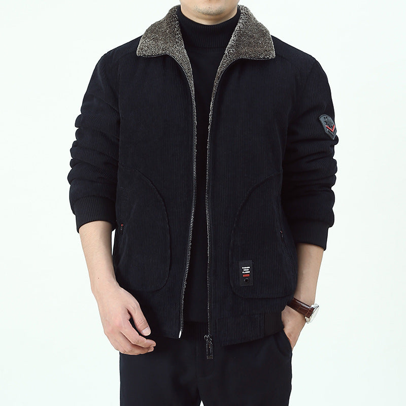 Herren Urbaner und modischer Cord-Overlay-Jacke Drune