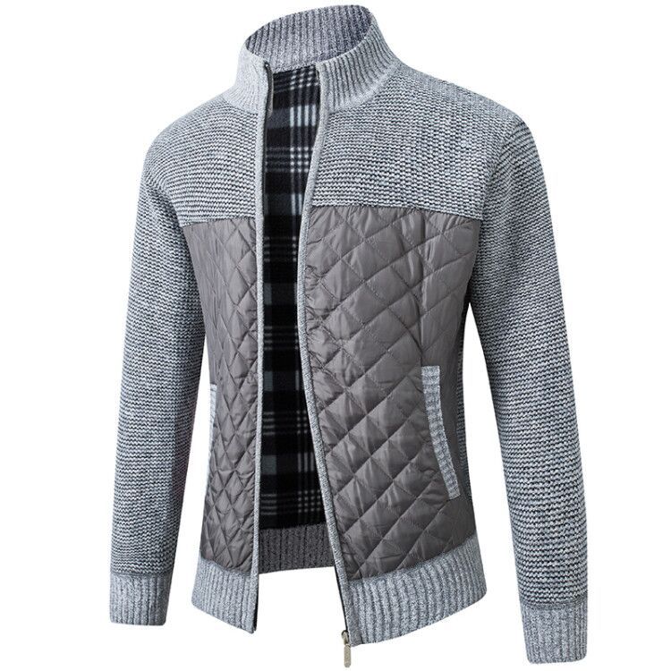 Herren nan gesteppter Strickcardigan mit Stehkragen, Thermofutter und Reißverschluss Drune