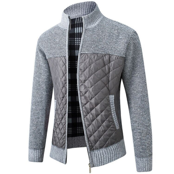 Herren nan gesteppter Strickcardigan mit Stehkragen, Thermofutter und Reißverschluss Drune