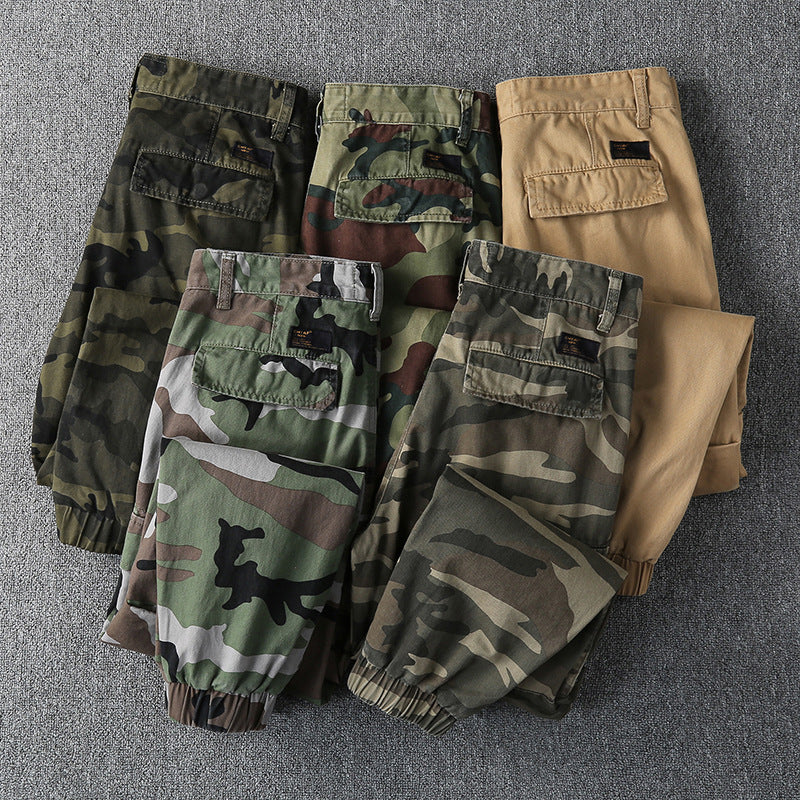 Herren Cargohose im Military-Stil mit elastischen Bündchen und Mehrfachtaschen Drune