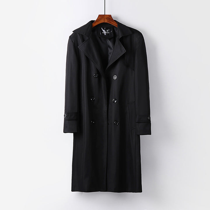 Herren Trenchcoat-Mantel mit doppelter Knopfleiste Taillengürtel und klassischem Revers Drune