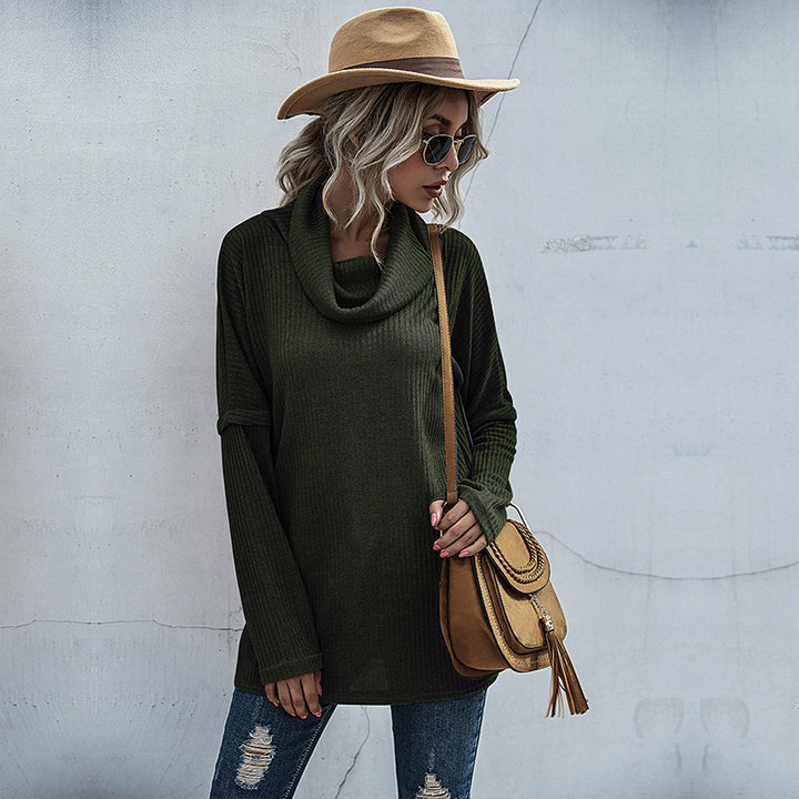 Damen Gerippter Feinstrick-Longsleeve mit Rollkragen, Seitenschlitzen und verlängertem Rückenteil Drune