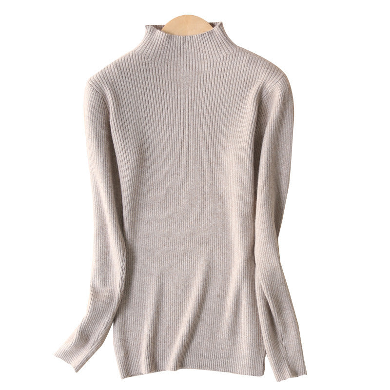 Damen Schmal geschnittener Feinstrickpullover mit kurzem Stehkragen aus Kaschmir-Blend Drune