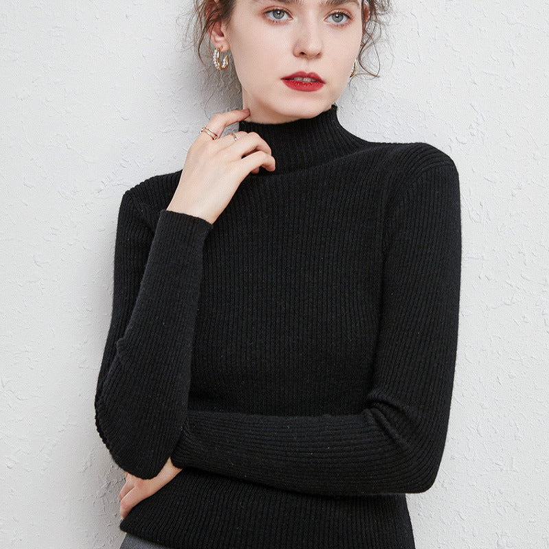 Damen Schmal geschnittener Feinstrickpullover mit kurzem Stehkragen aus Kaschmir-Blend Drune