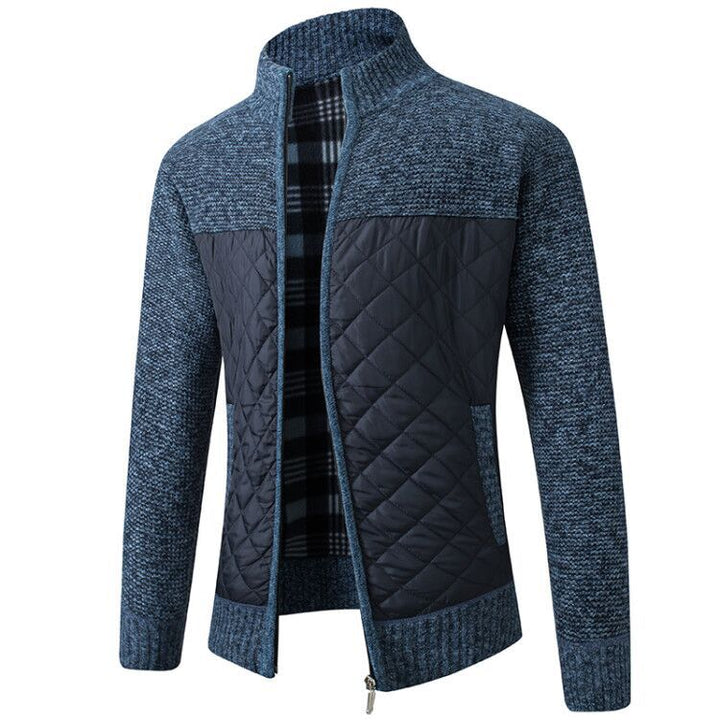 Herren nan gesteppter Strickcardigan mit Stehkragen, Thermofutter und Reißverschluss Drune