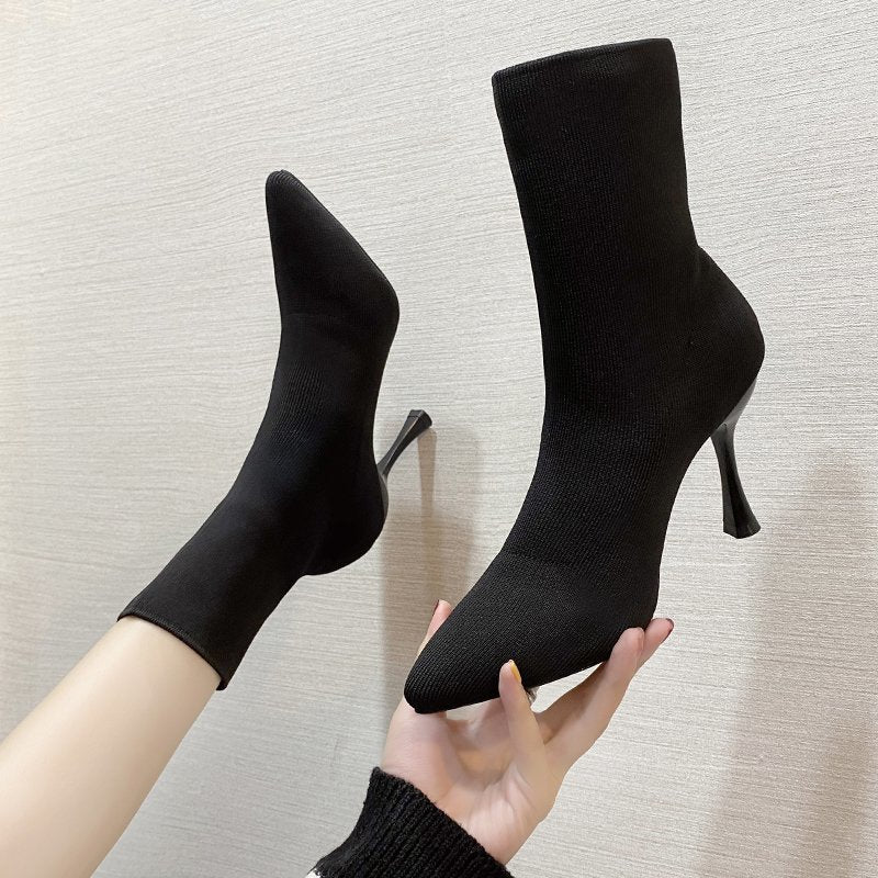 Damen nan Stretch-Sock-Boots mit schlankem Stiletto-Absatz und spitzer Zehenpartie Drune