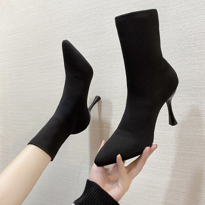 Damen nan Stretch-Sock-Boots mit schlankem Stiletto-Absatz und spitzer Zehenpartie Drune