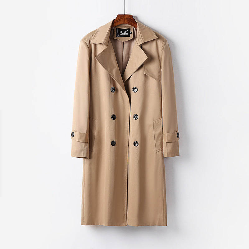 Herren Trenchcoat-Mantel mit doppelter Knopfleiste Taillengürtel und klassischem Revers Drune