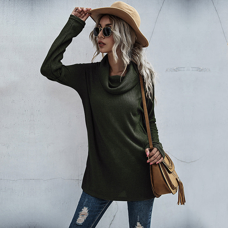 Damen Gerippter Feinstrick-Longsleeve mit Rollkragen, Seitenschlitzen und verlängertem Rückenteil Drune