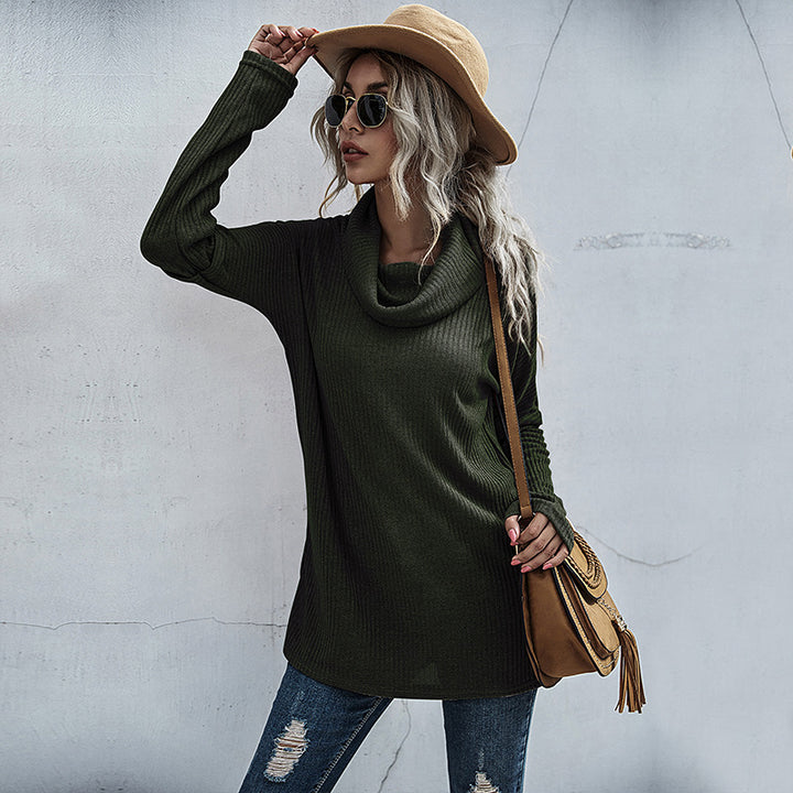 Damen Gerippter Feinstrick-Longsleeve mit Rollkragen, Seitenschlitzen und verlängertem Rückenteil Drune