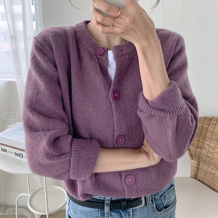 Damen weiche Strickjacke mit dekorativen Knopfdetails Drune