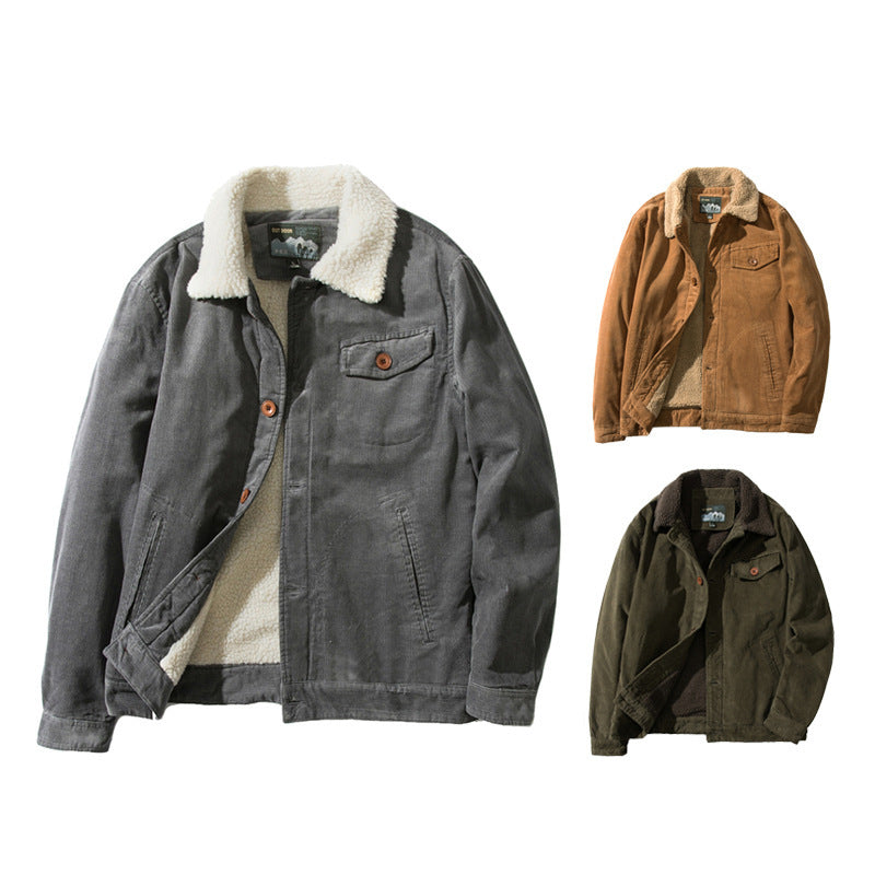 Herren Stylische Outdoor-Jacke mit Teddy-Futter Drune