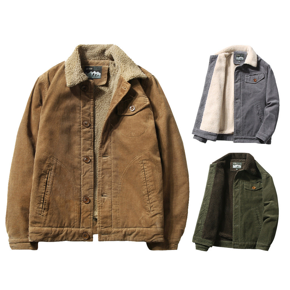 Herren Bequeme Cordjacke mit Teddyfutter Drune