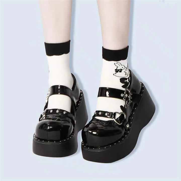 Drune | Goth Fledermaus Liebe Herz Schnalle Plattform Lolita Mary Janes Schuhe